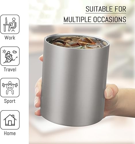 Miniatura 7 de Puraville Vaso de acero inoxidable de 12 onzas con tapa y popote, taza de café de viaje aislada con tapa, taza de café reutilizable de doble pared