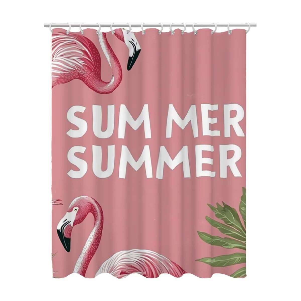 Rideau de douche rose motif flamant 120x200, idée cadeau femme pour décoration salle de bain