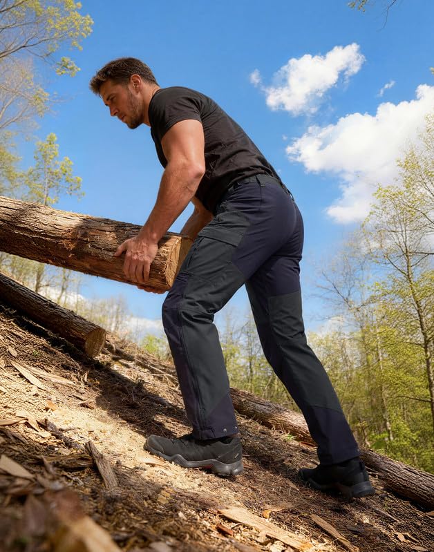 Pioneer Camp Herren Outdoorhose Wandern, Strapazierfähige Arbeitshose mit Cordura-Verstärkung, Wasserabweisende Trekkinghose mit Belüftungssystem, Verstellbarer Saum & 4 Taschen