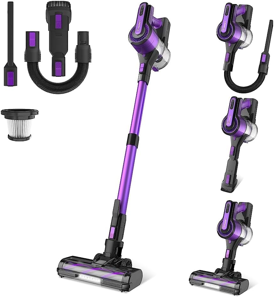 Vacuum Cleaners for Home, Cordless Stick Vacuum with Powerful Suction for Pet Hair on Hardwood Floors & Carpets, Lightweight Handheld and Portable Rechargeable Cleaner (Purple)