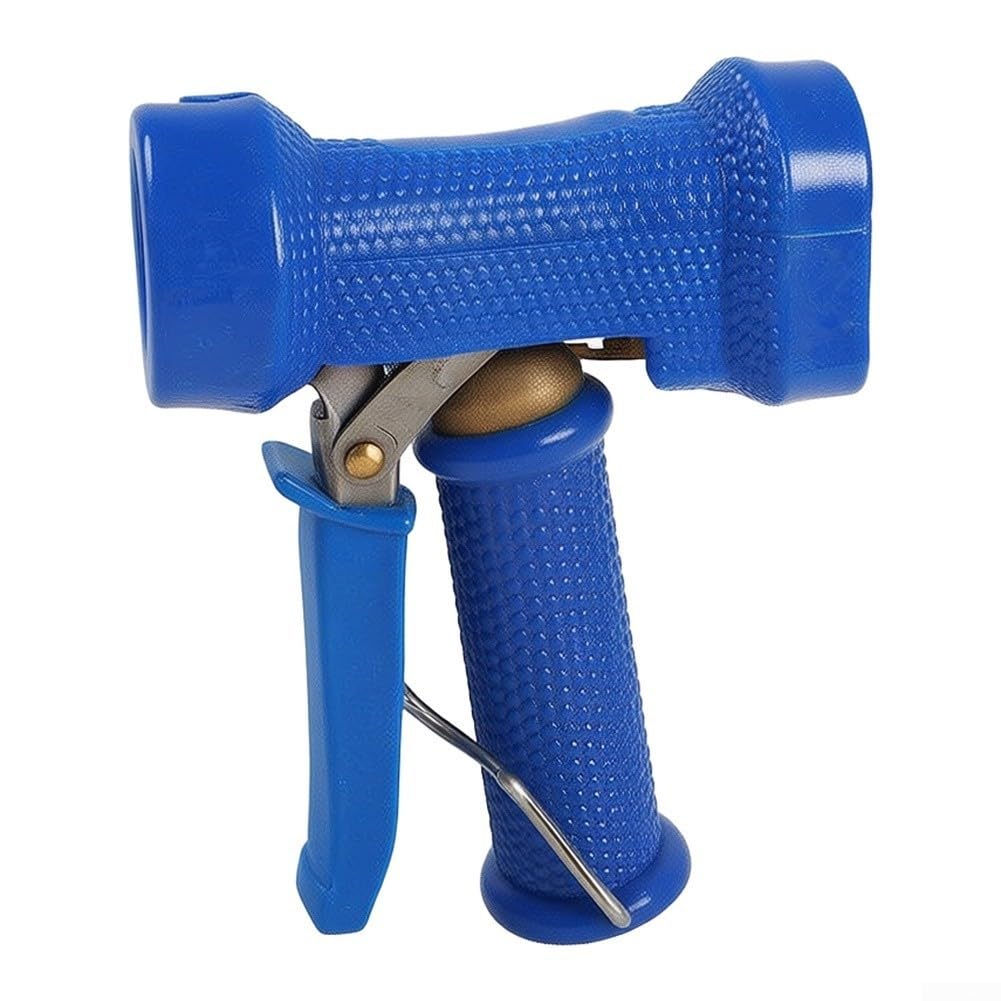 Boquilla rociadora de jardín de latón para riego de patio, agarre ergonómico, resistente a 90 °C, conexión rápida azul (rosca externa)