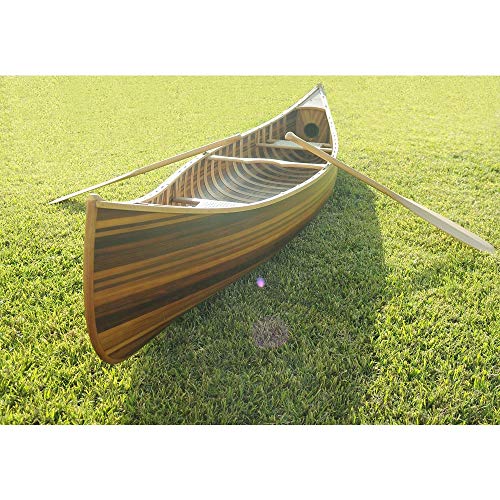 Old Modern Handicrafts Wooden Canoe with Ribs Curved Bow 10' Matte Finish for Display