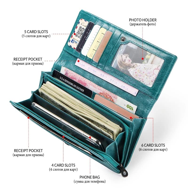 Wallet Women Card Holder Wallets for Women Long Coin Purse Female Clutch Bag (D,19 * 10 * 3cm)4