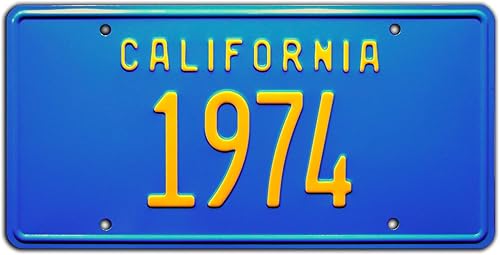California Vintage Hot Rod  1974  Placa de matrícula de tocador con estampado de metal