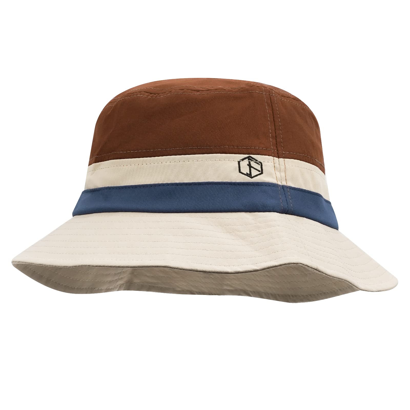 Clakllie Fishing Hat Travel Everyday Cotton Style Bucket Hat Beach Sun Hats Outdoor Caps with Embroidery,RNYF07-Brown