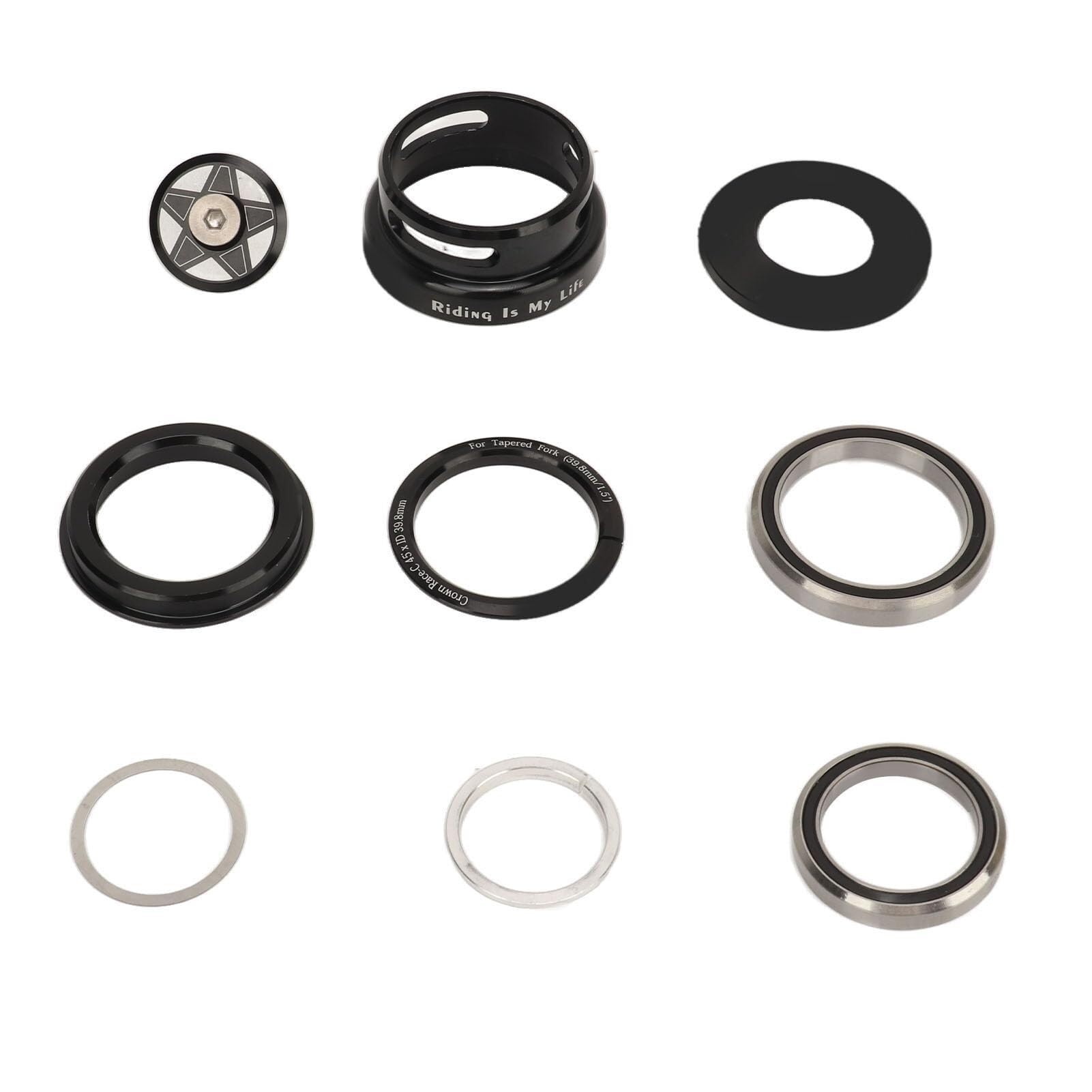 Łożysko, Stery rowerowe do prostej ramy sterowej 49,7 mm, materiał ze stopu aluminium, wykonane CNC, uszczelnione podwójne łożyska, wodoodporne, odporne na rdzę, część zamienna z nakrętką gwiazdową