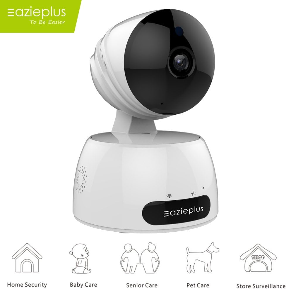 Eazieplus Security IP Camera, 720P Home Wireless Video Surveillance System With Two Way Audio Remote Indoor Night Vision For Pet Monitor, Nanny Camera, Baby Monitor and Puppy Cam (White)