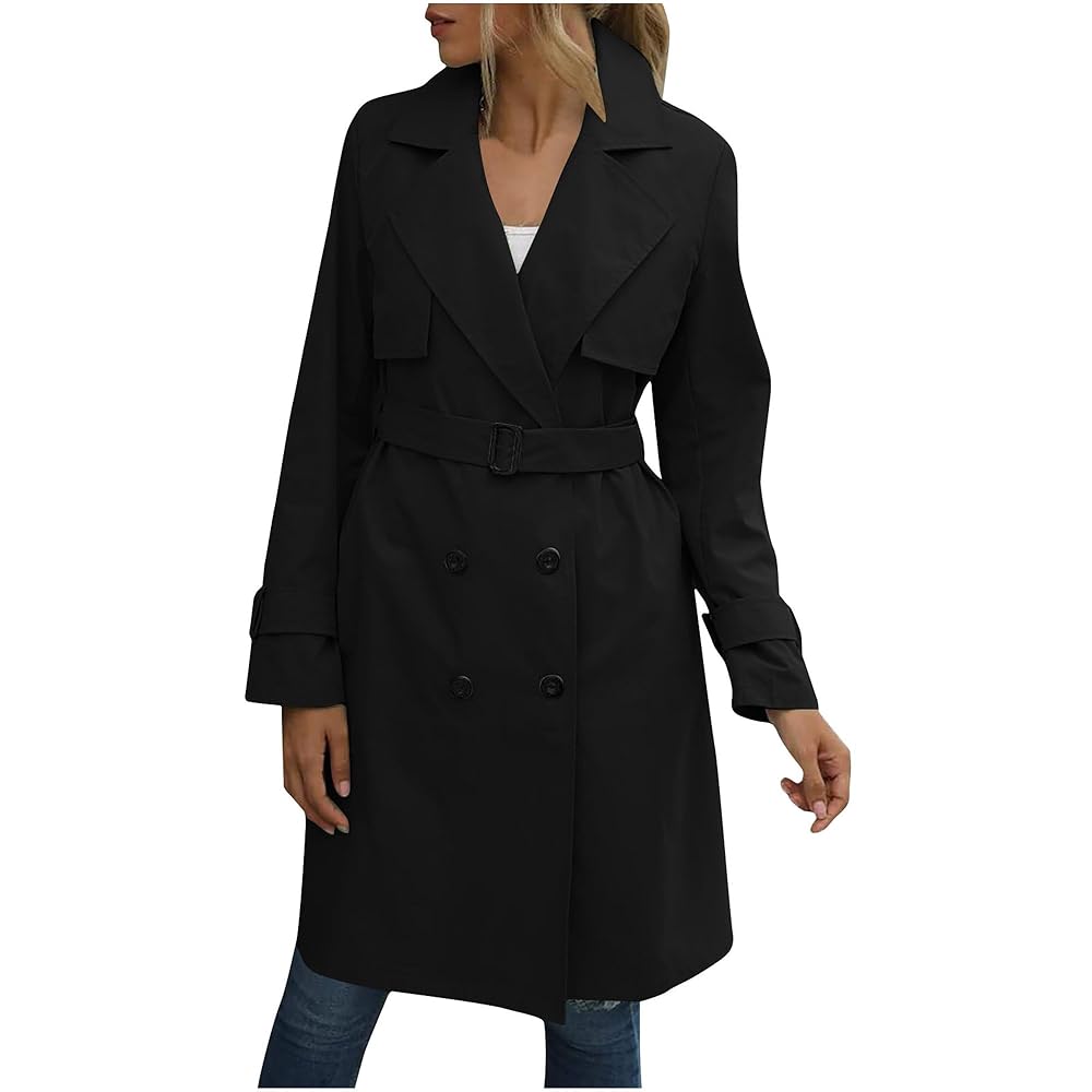 Amazon.com: Maiyifu-GJ Mid Long Trench Coat for Women Double