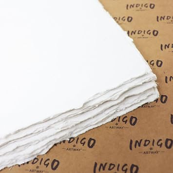 Artway Indigo - A5 Cotton Rag Paper - 100% Cotton/Handmade - 350gsm Mid Texture - A5 (25 Sheets), Natural White