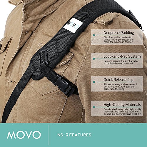 Movo Ns-3 Rapid Action Over-The-Shoulder Sling Camera Strap With Quick Release Clip For Canon Eos, Nikon, Sony, Olympus, Pentax & Panasonic Dslr & Mirrorless Cameras #TOP2