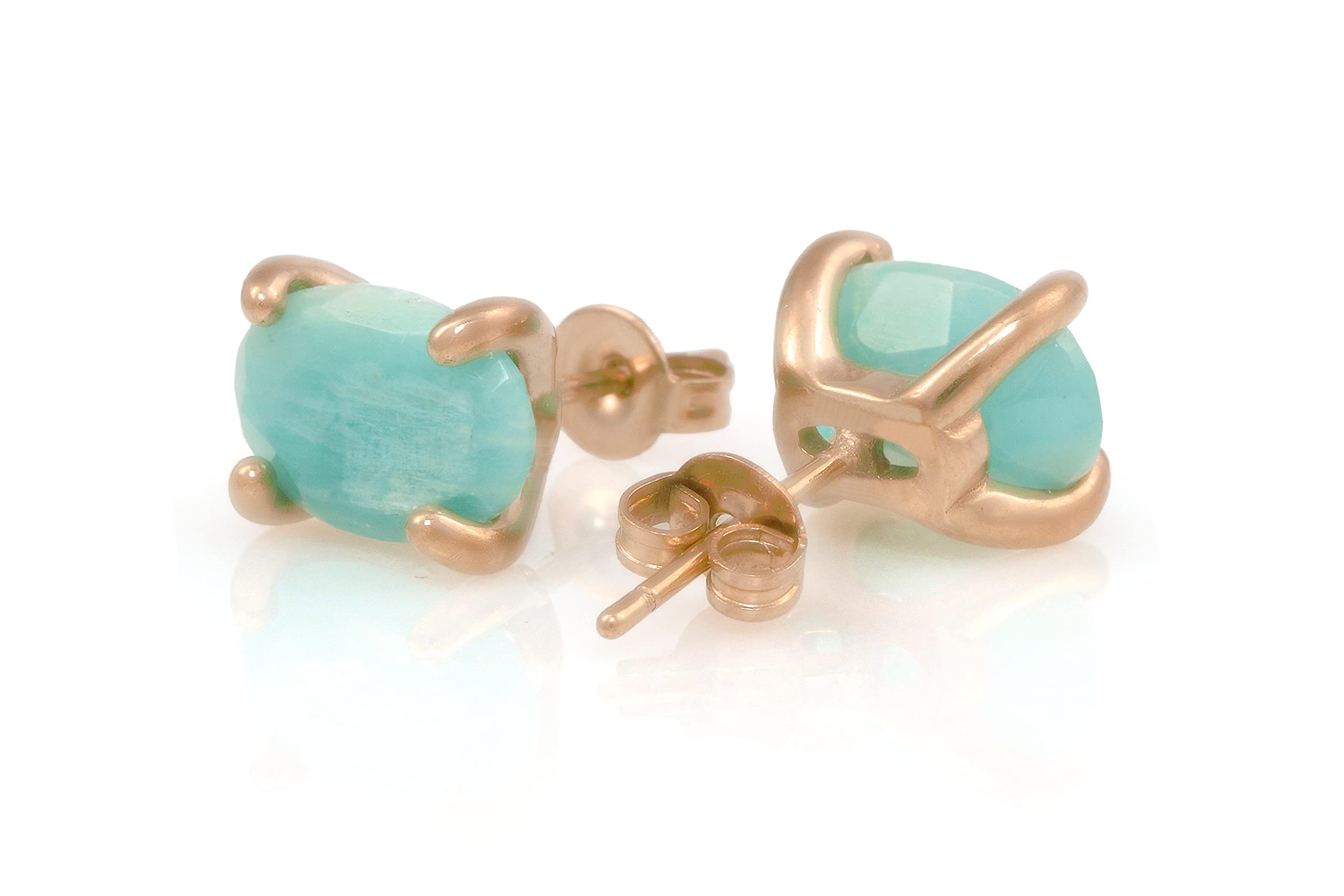 Delicati Orecchini Ovali di Amazzonite - Orecchini Oro da Donna - Orecchini Personalizzati di Stile Chic, Orecchini di Pietre Gemme, Orecchini per Tutti i Giorni, Orecchini Bohemien - Fatti a Mano