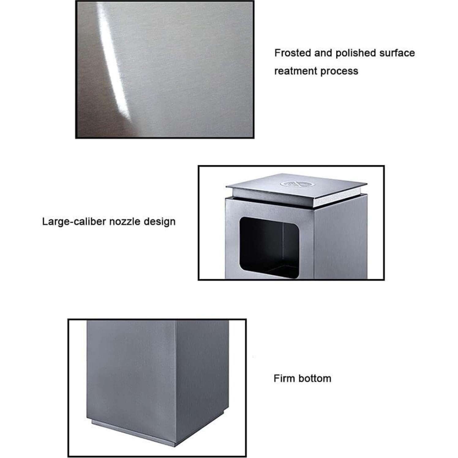 Outdoor Bin Commercial Trash Can Dustbin Floor-Standing Outdoor Garbage Container Entrance Trash Can Square Hotel Lobby Commercial Hotel Garbage Bin,