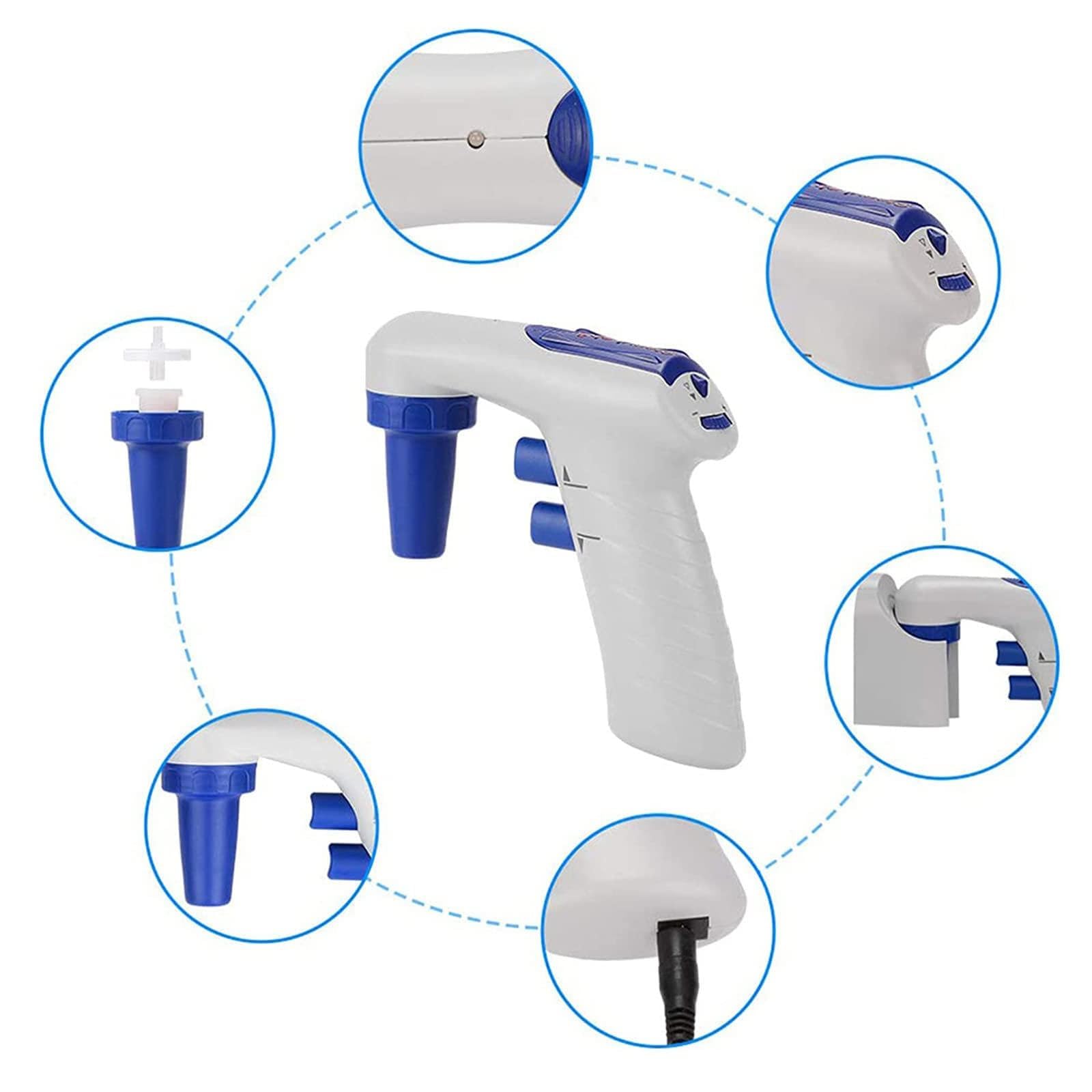 Elektrische Pipette mit hoher Genauigkeit, Pipettenpumpen-Controller, 0,1–200 ml Reichweite für Biologie und chemische Laboranwendung, Präzisions-Flüssigkeitsbehandlungswerkzeug