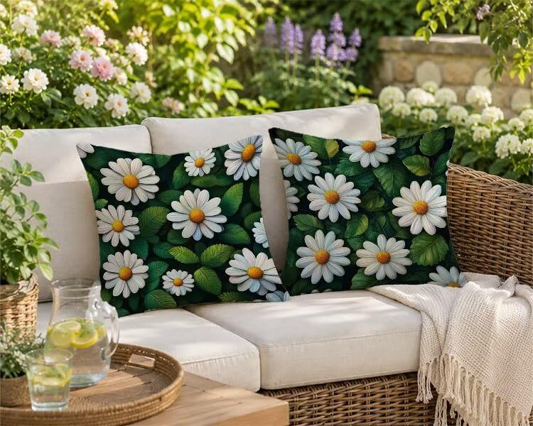 Housses de coussin extérieur imperméable 60x60 lin vert lot de 2 - 3