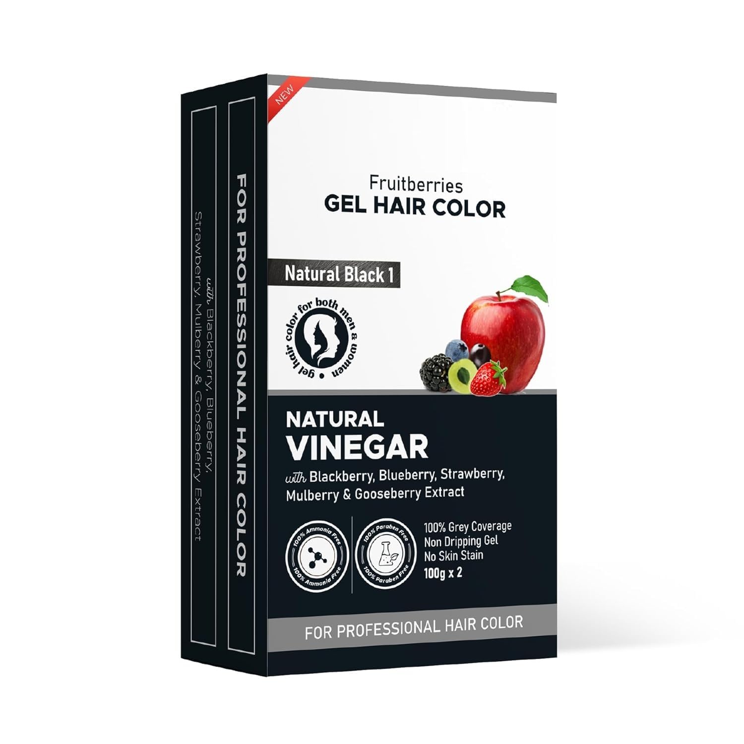 Natural Black 20 Minutes Gel Hair Color, Fruuitberriies Extracted - 100% Grey Coverage, No Skin Stain- 100ML Developer and 100ML Colorant, Pack of 1-picture-28