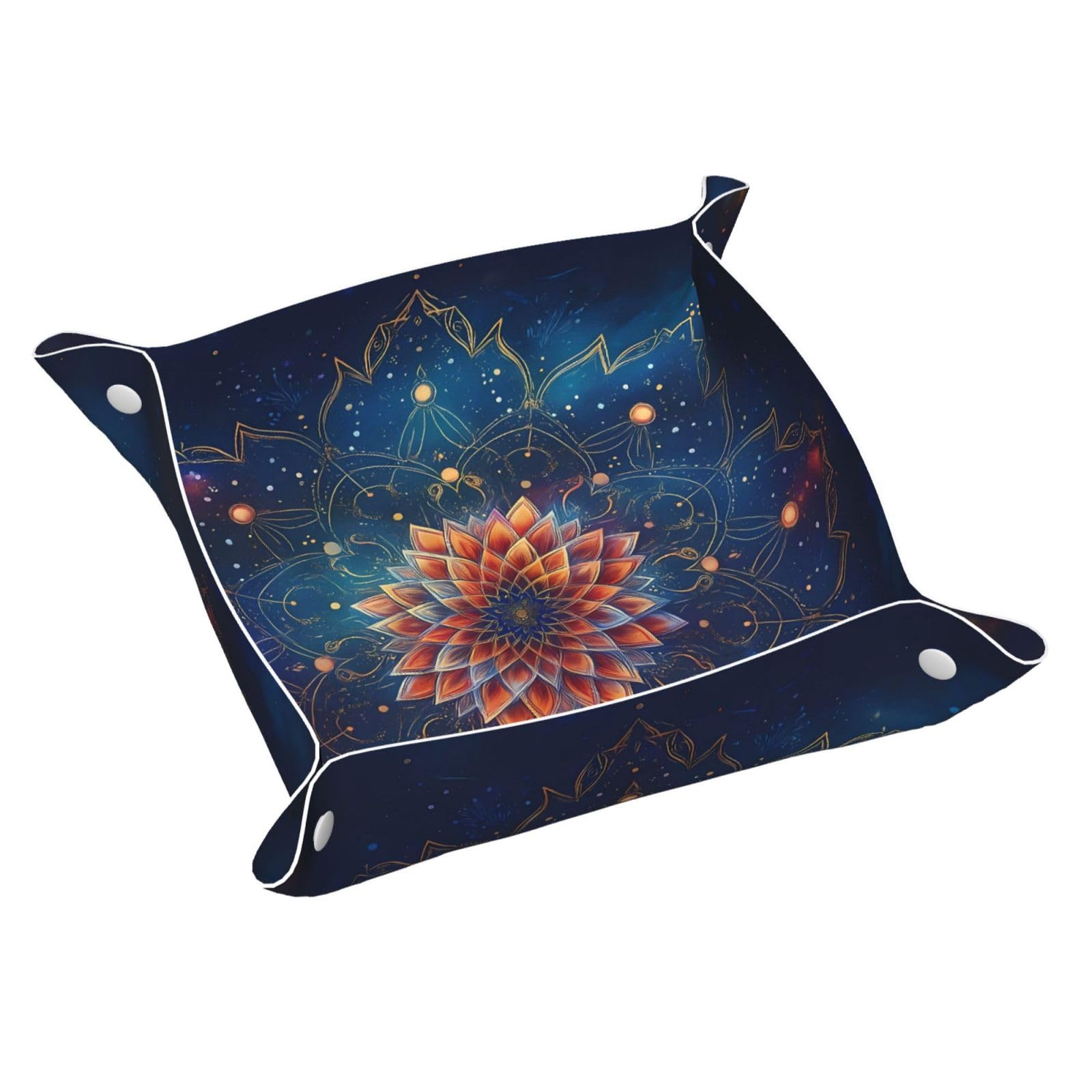 HLBSDM Fantasy Galaxy Mandala Tray Men's Leather Valet Parking Portable Entrance Trays Bedside Storage Box