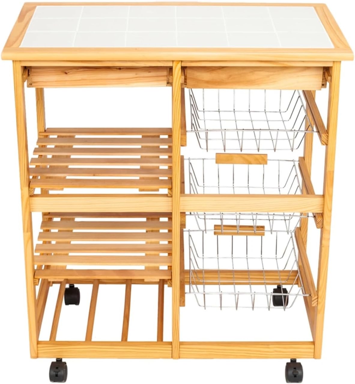 Storage Trolley Kitchen & Dining Room Cart,2-Drawer Removable Storage Rack with Rolling Wheels, Trolley, Organizer Shelving Organizer