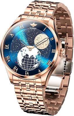 OUPINKE Watch for Men Automatic Wristwatch 3D Dial with 5ATM Waterproof Luminous Calendar Skeleton Watches-Sapphire Crystal Tungsten Steel Strap