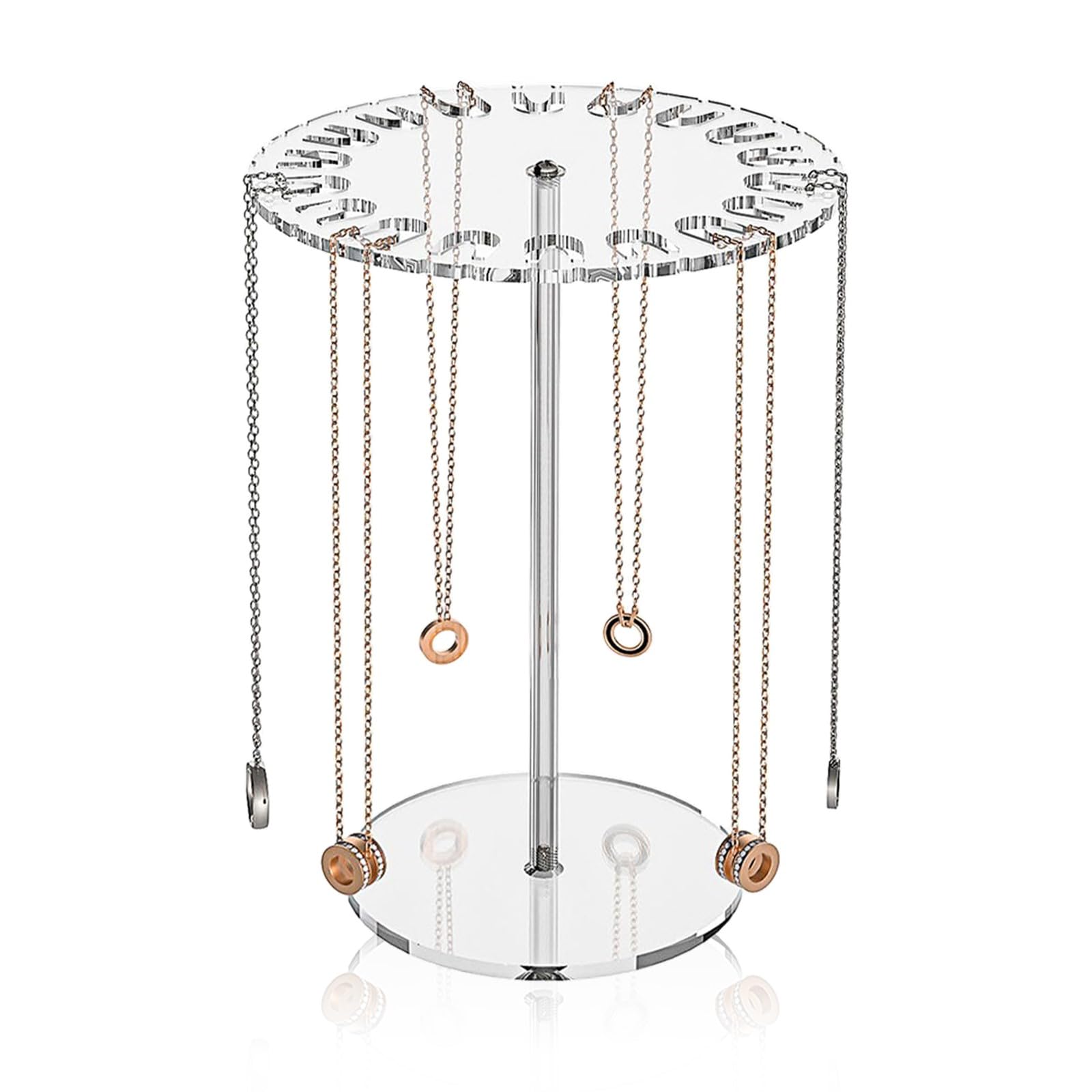 Mhymx Transparent Necklace Display Stand, Jewellery Stand Acrylic Necklace Holder Hanging Jewellery Organiser 12" Tall Clear Jewelry Rack For Necklaces Pendant Bracelets