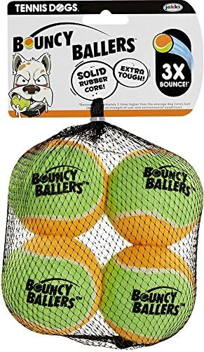 Tennis Dogs Bouncy Ballers Tennis Balls (4 Pack), 2.5"