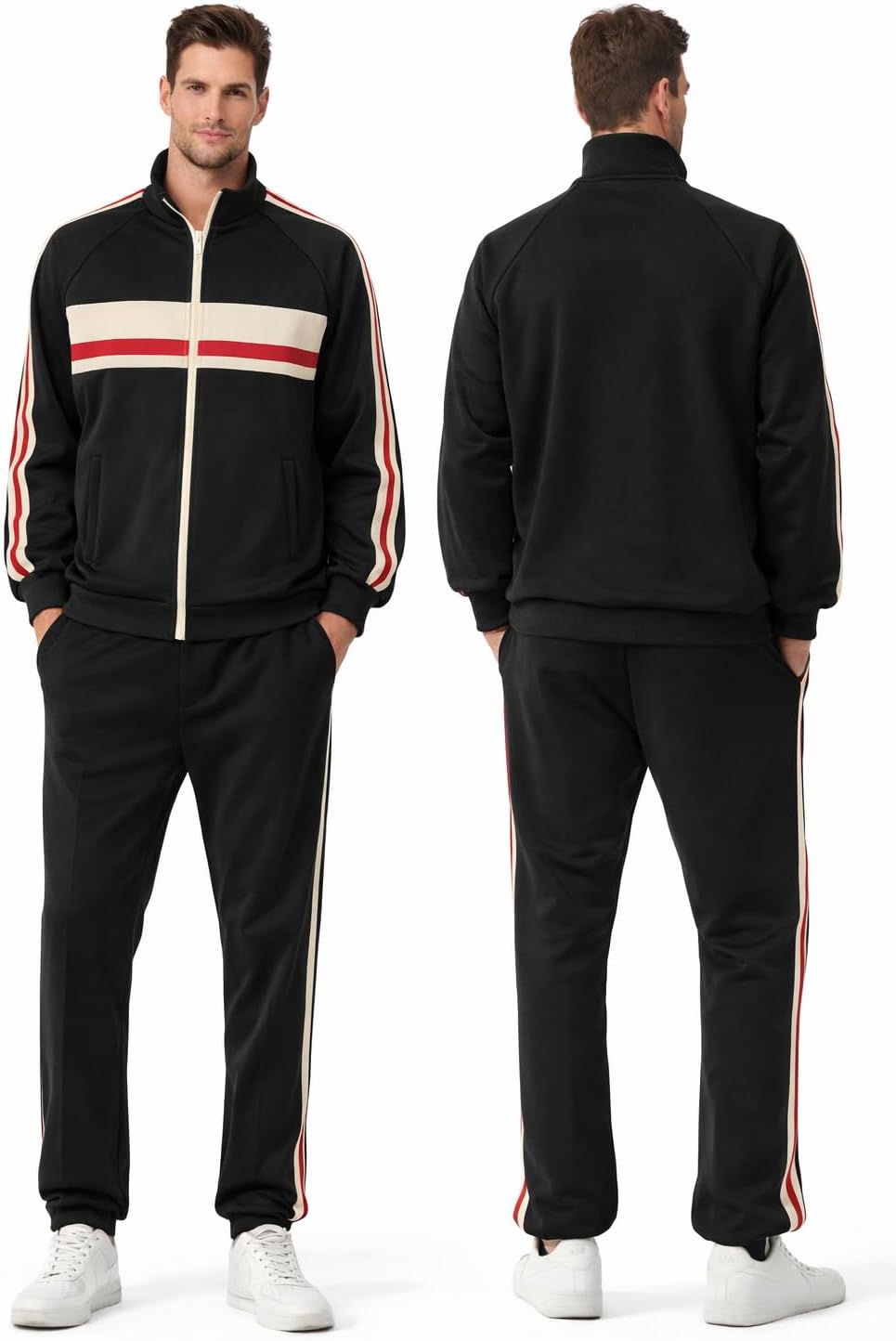 Mens Track Suit 2 Piece Long Sleeve Sweatsuit for Men Casual Full Zip Outfits Jogging Suit Jacket Pants Set