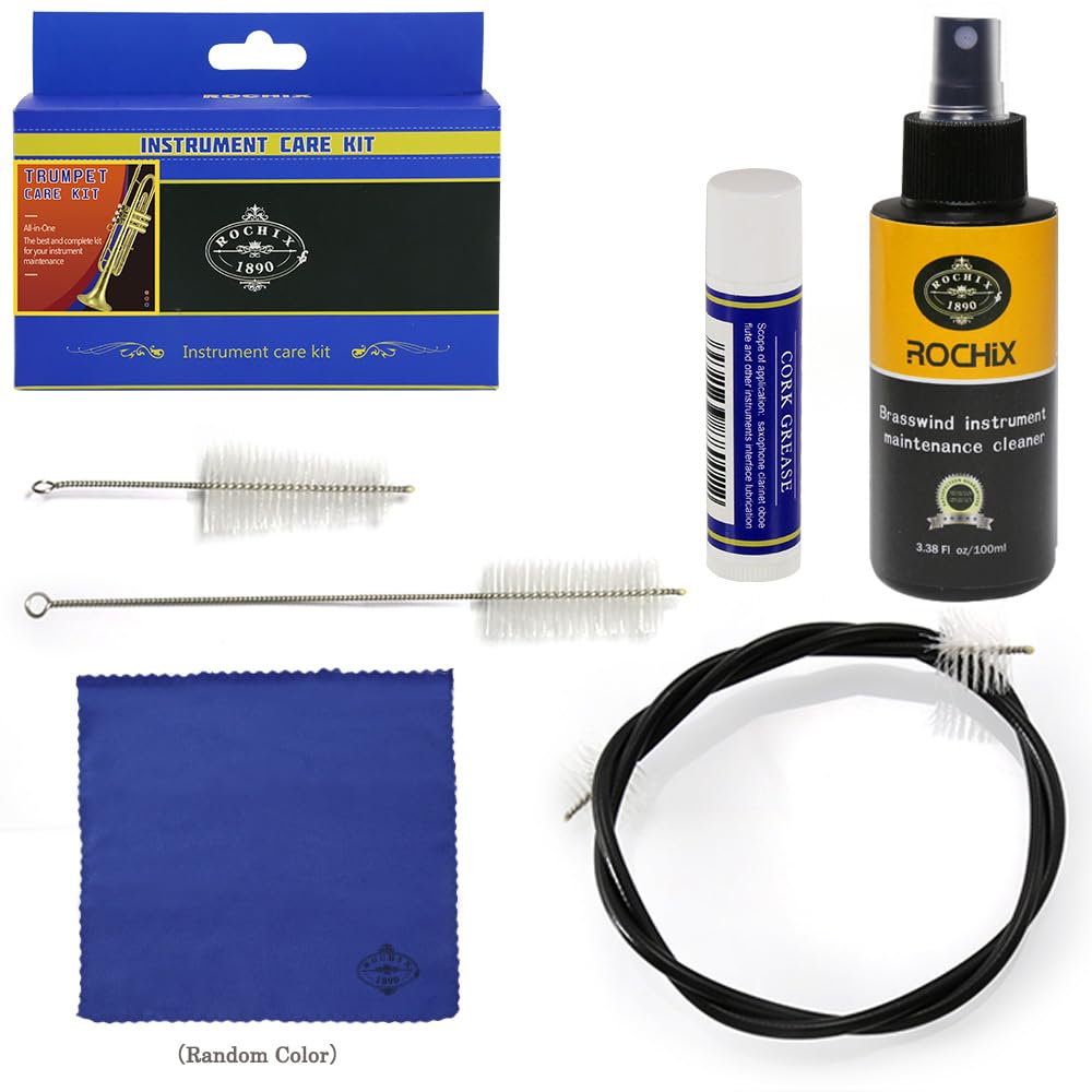Trumpet/Cornet Care Cleaning Kit,Maintenance Kit,Brass Instruments Maintenance Cleaner,Flexible Brush,Valve Brush,Mouthpiece Brush,Cork Grease,Cleaning Cloth and More