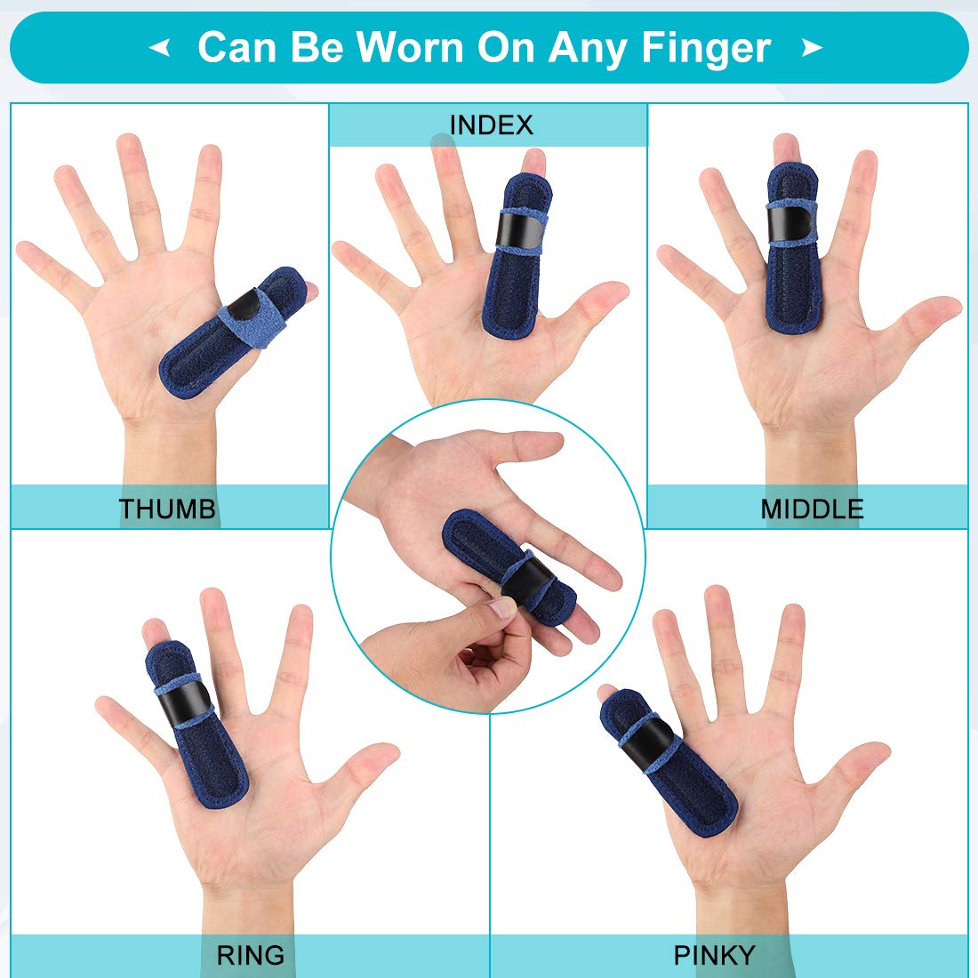 Finger Splint, 1 Fixed Splint Adjustable Finger Support Fits All