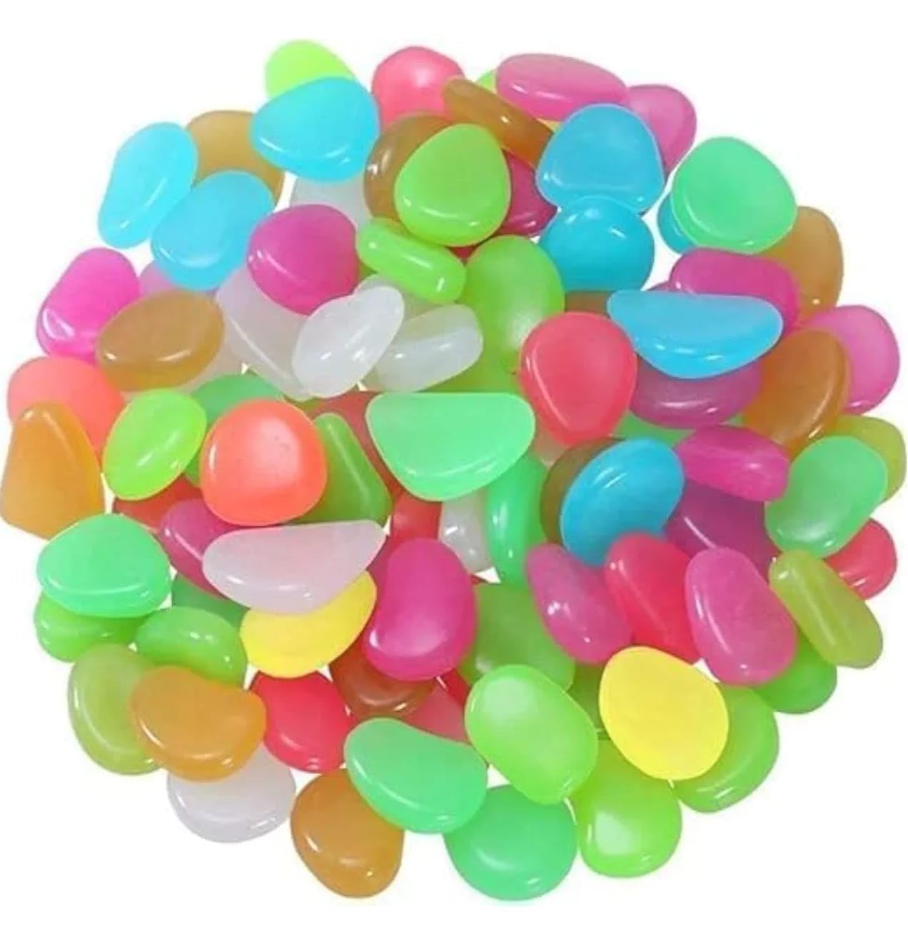 Glow in the Dark Pebbles, Multicolour Luminous Stones for Garden Pathway, Aquarium, Fish Tank, Pond & Yard Decoration, 100 Pieces-picture-18