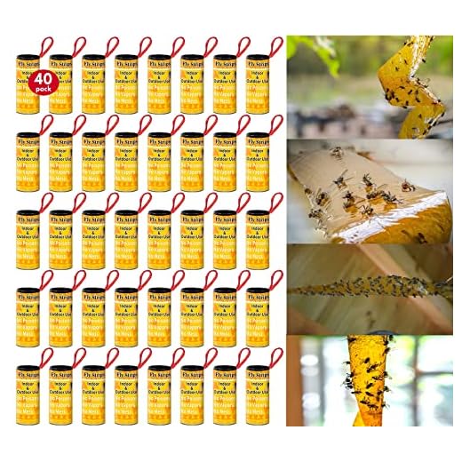 40 Pack Fly Traps for Indoors Outdoor, Fly Trap Catcher Sticky Hanging, Fly Paper Strips Ribbon, Fruit Fly Gnat Trap Killer