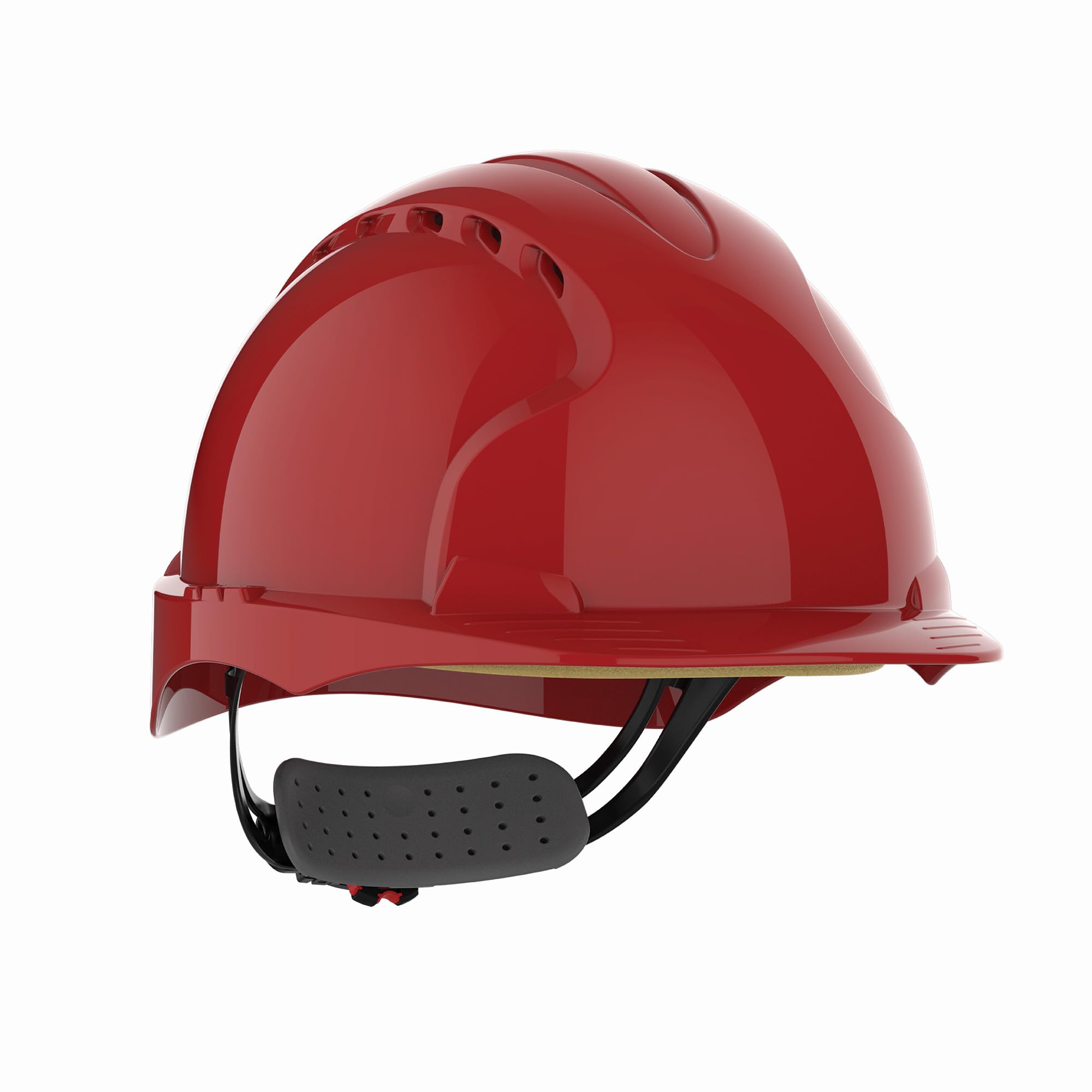 JSP EVO3 Safety Helmet Hard Hat - Vented - Red - Wheel Ratchet Adjustment - Comfortable Adjustable Fabric Harness - Lightweight - For Construction, Building, Civil Engineering & Industry - EN397