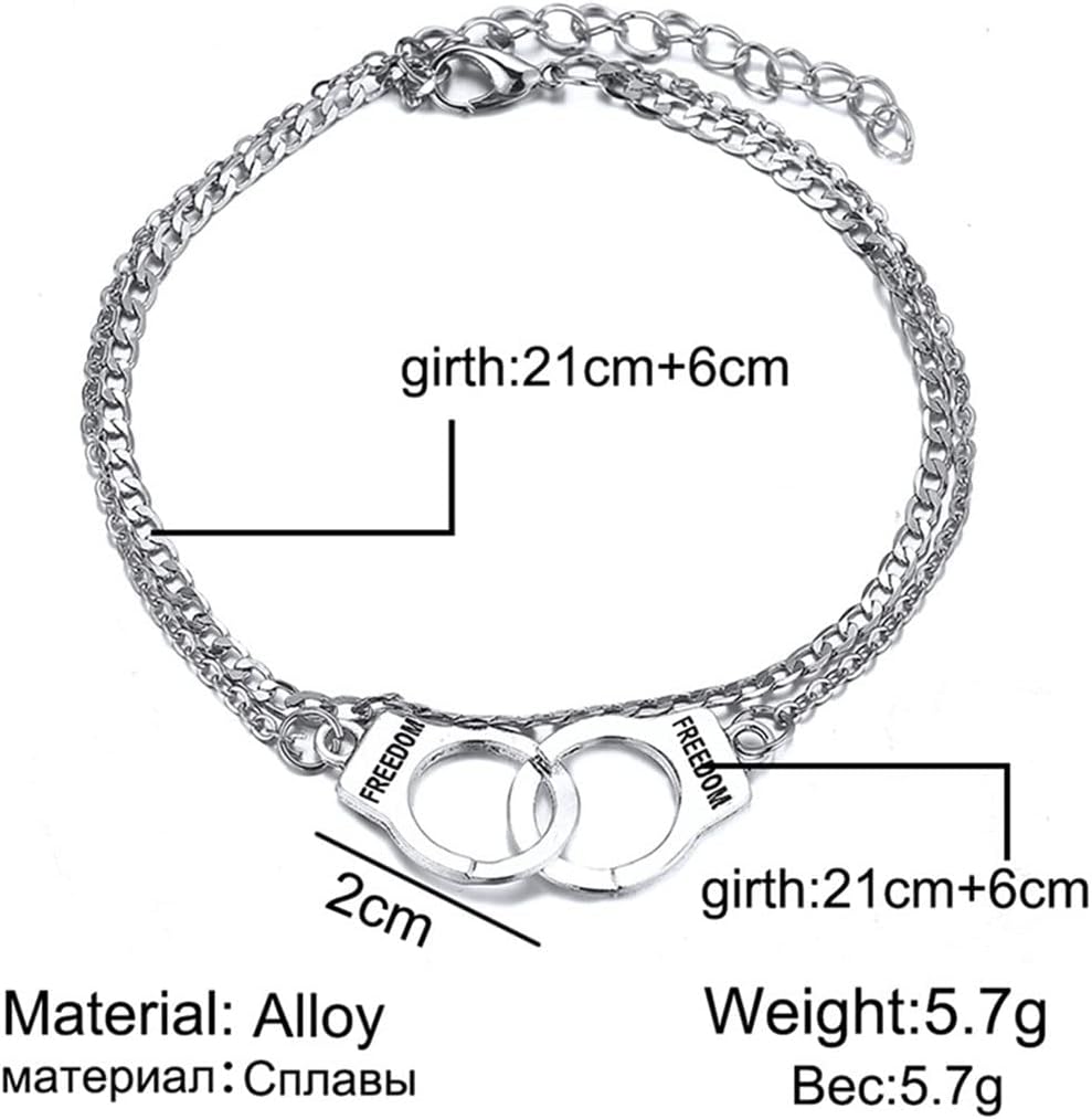 Boho Handcuffs Ankle Bracelet Silver Layered Anklet Chain Fashion Foot Jewelry Summer Beach for Women - Image 3