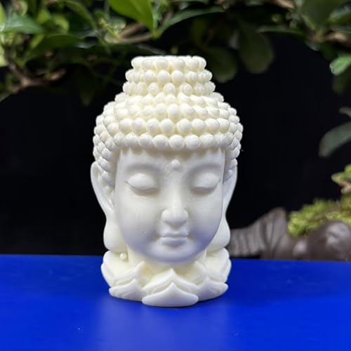 Miniatura 3 de Estatua de cabeza de buda zen, estatua de Buda Amitabha blanca, decoración de Feng Shui, mini escultura de cabeza de Buda para el hogar, oficina,