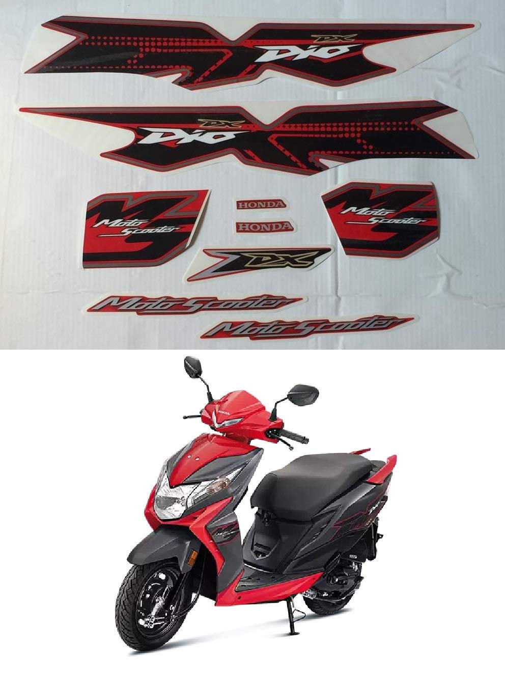 HRBull Honda Dio Red Color Sticker (RFS_121_DI_RED) Amazon.in Car