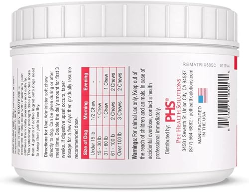 Miniatura 5 de ReMATRIX Suplemento de apoyo articular para perros, glucosamina, condroitina, MSM, omega-3, alivio del dolor de cadera y articulaciones y apoyo para