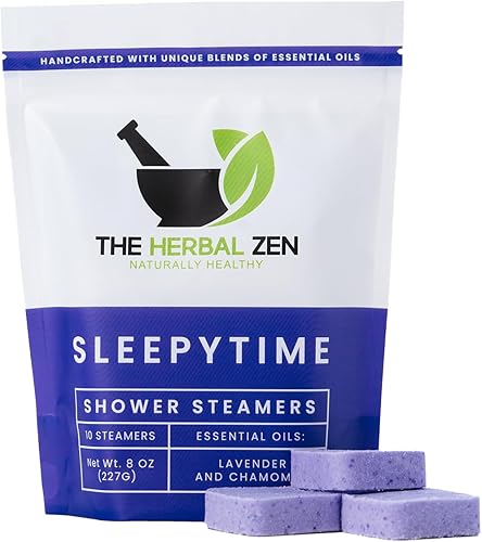 Sleepytime Shower Steamers with Lavender and Roman Chamomile Essential Oils Aromatherapy Shower Bomb by The Herbal Zen (Pack of 10)