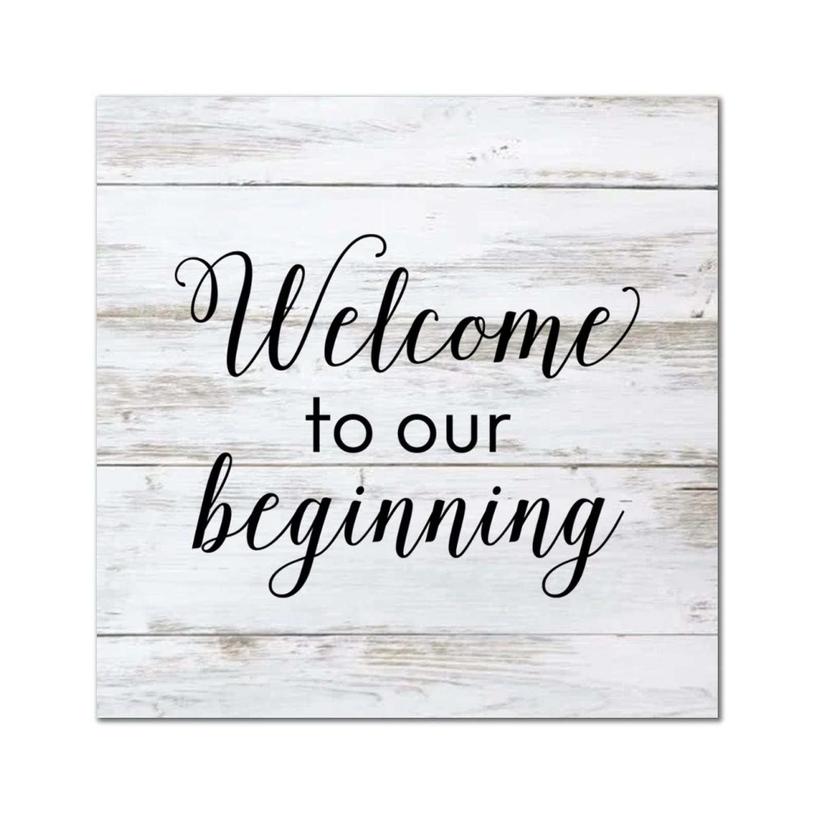 Citation Welcome to Our Beginning sur panneau en bois pour une maison chaleureuse