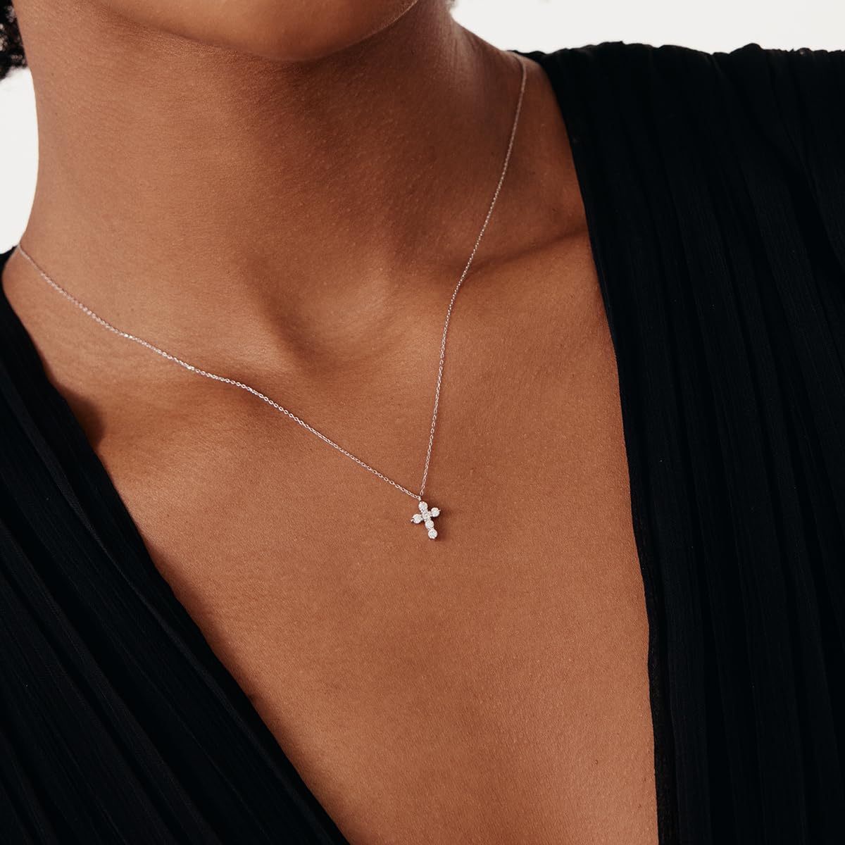 Gelin Diamond Cross Pendant Necklace in 10K or 14K Solid Gold and 18kt Gold Over Sterling