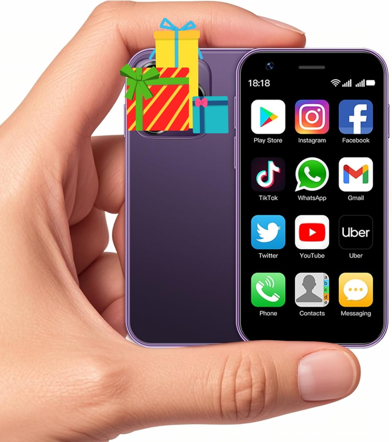 Mini Smartphone XS15,3G 3.0 Inch HD 2GB+16GB Android 8.1 1000mAh Dual Sim Quad Core Mini Phone Child Gift Small Phone Student Pocket Cellphone(Purple)