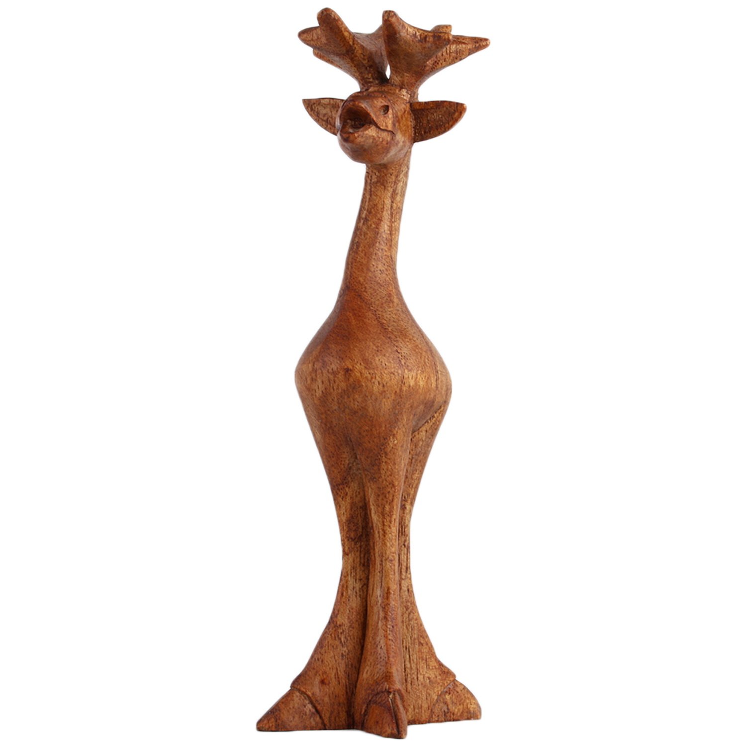 ART-CRAFT Holz-Elch Schnitzerei aus Pinien Holz leicht dunke