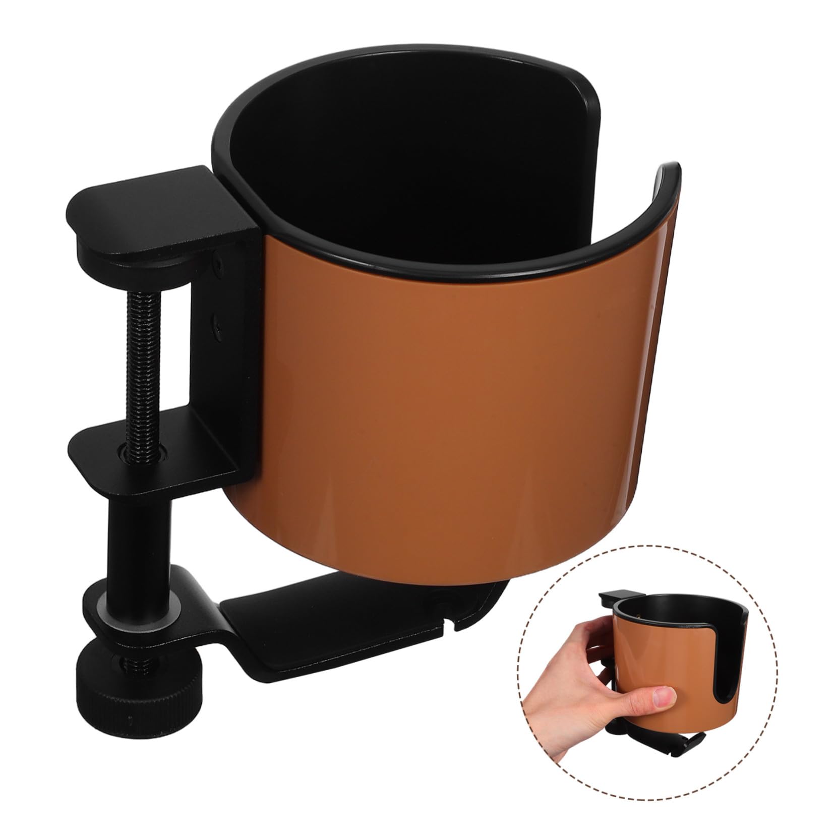 Soporte para Taza y Auriculares Giratorio Escritorio Clip Antideslizante con Rotación Organizador Multifuncional para Botellas y Cascos Accesorio Práctico para Oficina y Gaming