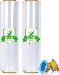18" x 1500' Plastic Stretch/Shrink Wrap Roll - 80 Gauge Industrial Shrink Wrap for Moving, Heavy Duty 800% Stretch for Pallets, Packing, Shipping&Furniture Protection​ with Handles-2 Rolls