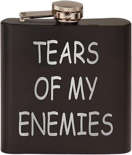 Funny Tears of My Enemies - Frasco de acero inoxidable color negro mate de alta calidad es un gran regalo para él papá padre broma regalo