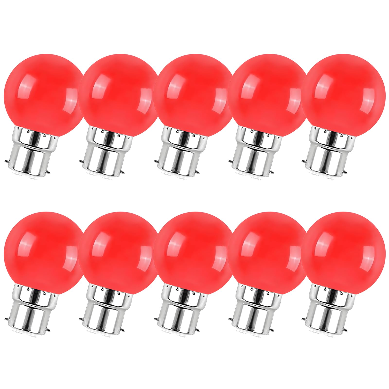 Jiotouhu 10 Pack B22 Bayonet Colored LED Light Bulbs 2W G45 Golf Ball Mini Globe Bulb Lighting Bulbs,Red for Outdoor Indoor String Patio Garden Party Christmas, Tree, Fairy Party Night Lights — image 1