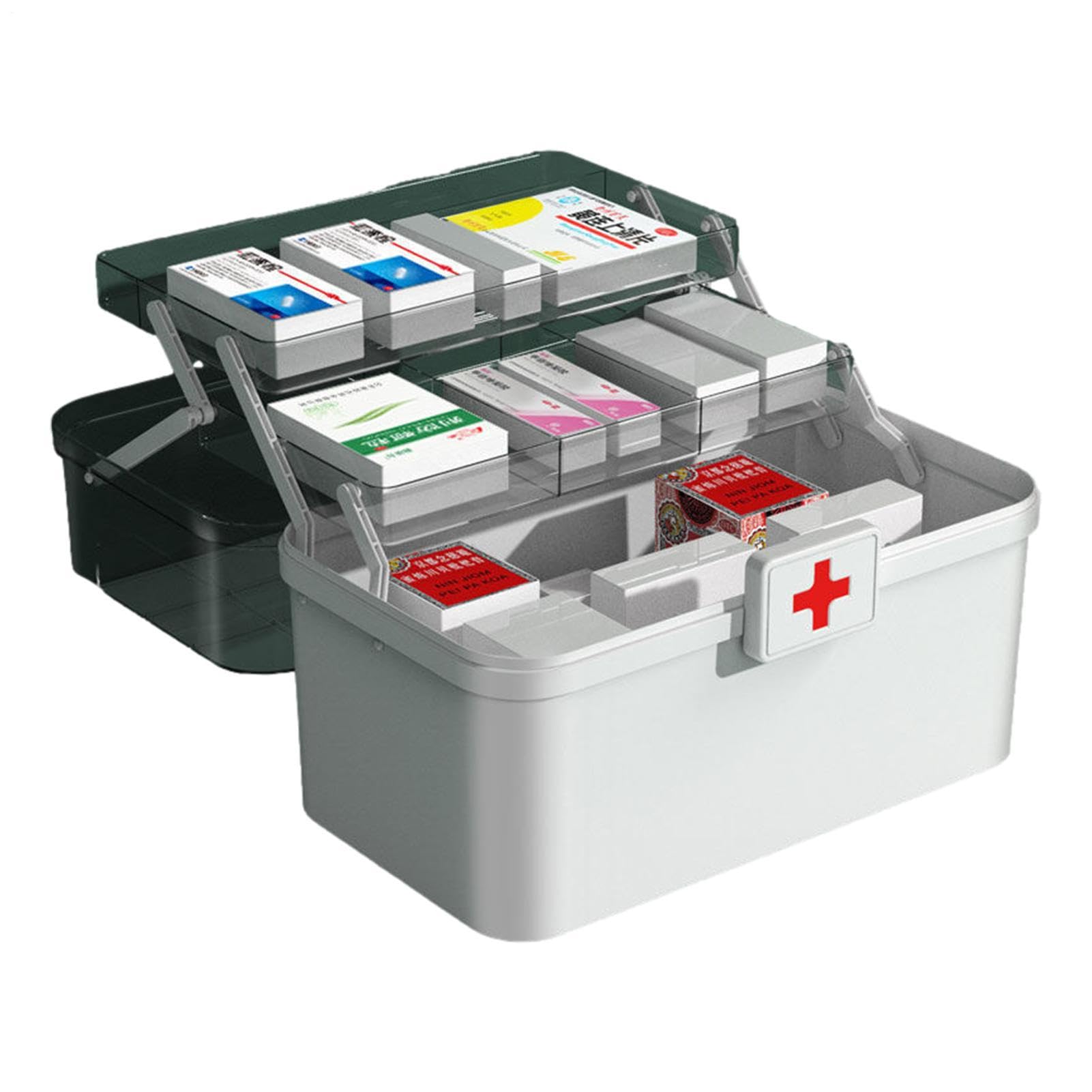 WPortable Cabinet – Scatola di rifornimento | Custodia per esterni | portatile di grande capacità, contenitore per medicinali di famiglia di grande capacità, organizer con manico e fibbia, per c