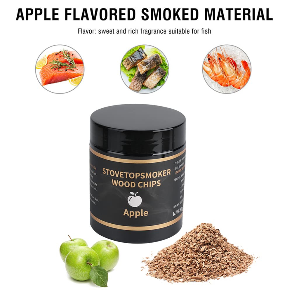 BORUIT Trucioli per affumicatura in Legno, 90 g, 100% Tutto Naturale, Mele/Ciliegia/Noce Hickory, Aroma Speciale (Ciliegia + Quercia + Noce di pecana + Mele)