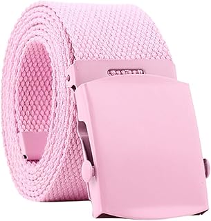 Overhil1s Hombres Mujeres Automático Moda Nylon Cinturón Hebilla Fans Cinturón de Lona (Belt Length : 120, Color : Rosado)
