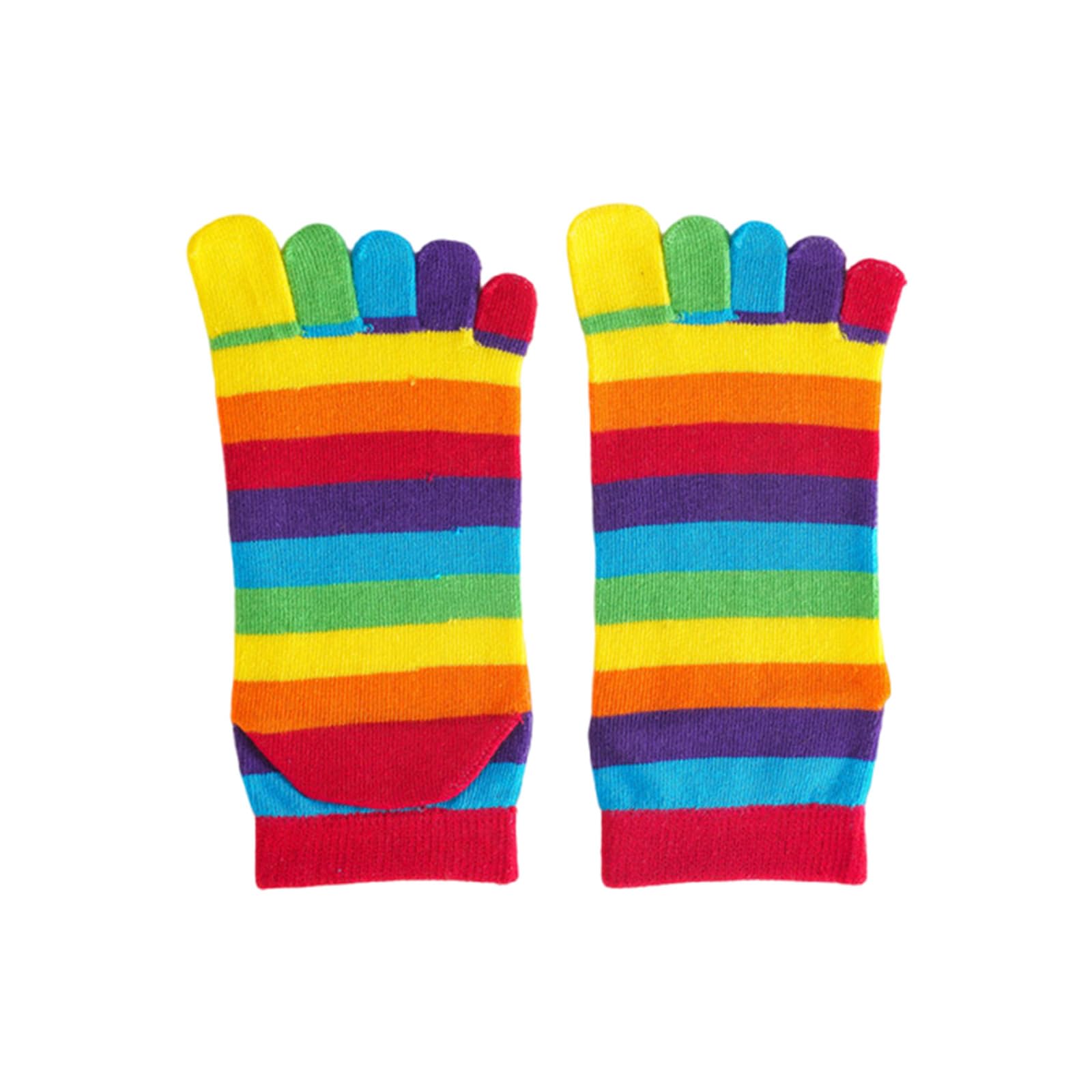 Micfeny Women's As Shown In The Picture Rainbow Middle Tube Socks For Girls Casual Breathable Five Finger Toe Separated Socks For Running Athletic