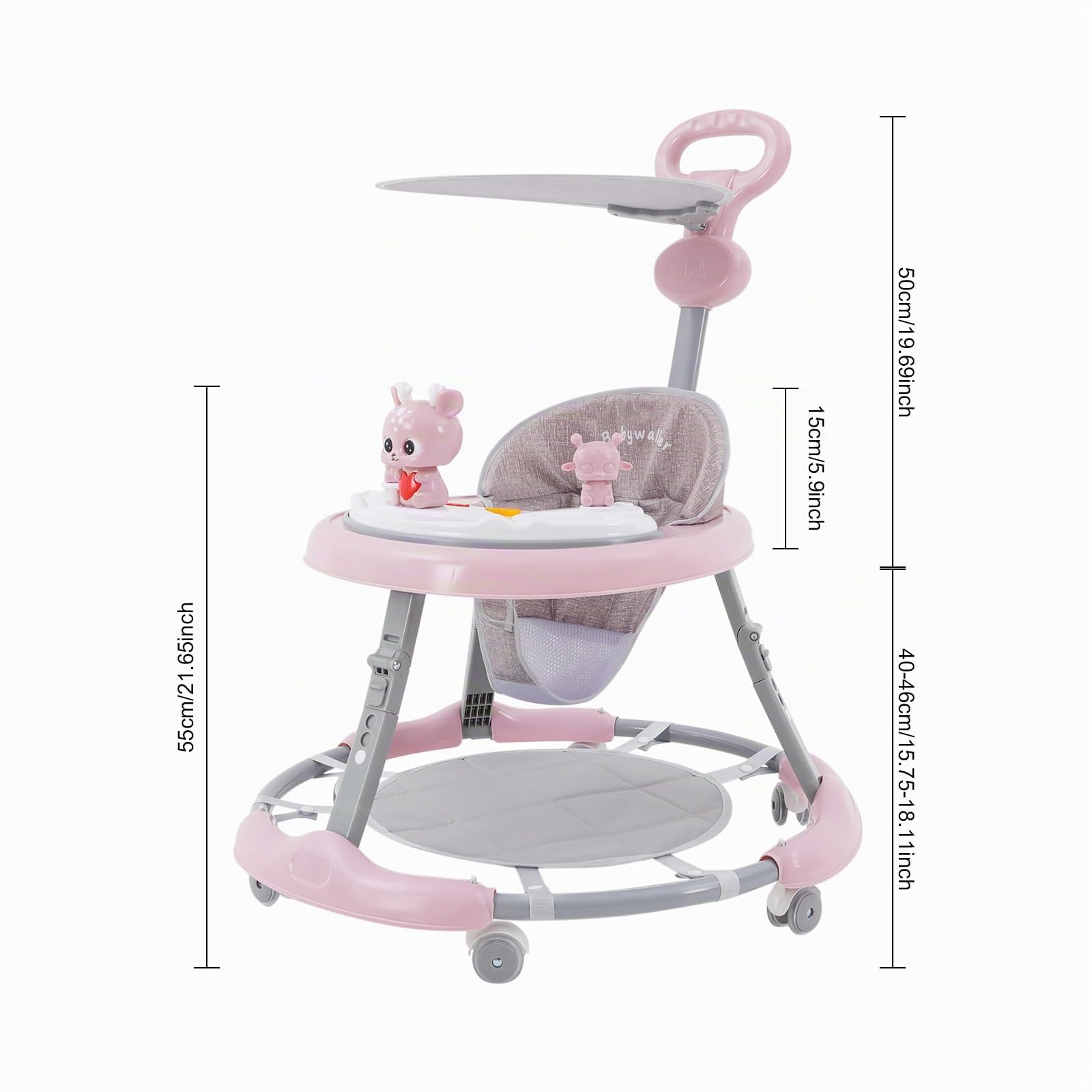Andador de bebé andador escalable, Baby Walker Actividad Desarrollo, Andador Musical Ajustable 7 Alturas 4 en 1 Seguridad Anti basculación 6 Ruedas giratorias Plegable Casa Salón Viaje 70cm