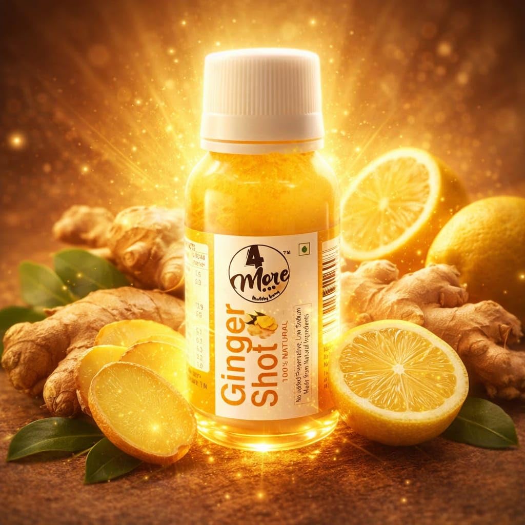 4MORE Ginger Lemon & Honey Concentrate Shot, Cold-Pressed Vitamin C Juice Shots for Energy Support & Daily Wellness, Natural Ingredients, No Artificial Flavors or Preservatives, 1.3 fl oz (Pack of 6)