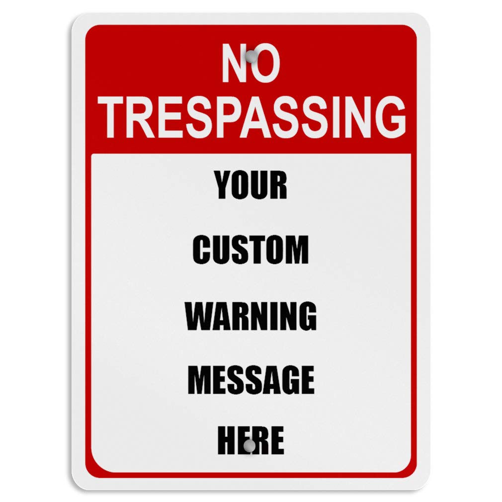 Aluminum Weatherproof Metal Sign Multiple Sizes No Trespassing Blank Write-On Portrait Custom Instruction Text Here Vertical Street, 12x8 Inch